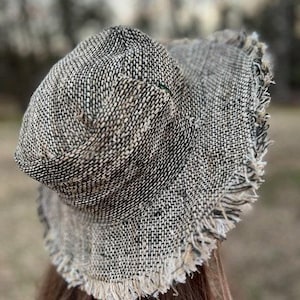 Sombrero de cáñamo para el sol, ala ancha, protección para la playa, accesorio de viaje, estilo bohemio, sombrero hippie, cubo bohemio, ecológico, algodón orgánico, alambre moldeable