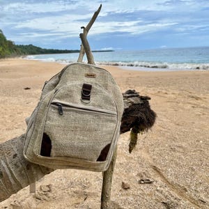 Hemp Mini Backpack Travel Daypack Hiking Bag Eco Friendly Organic Small Rucksack Nepal Himalayan Design Sustainable Accessory Everyday Carry image 9