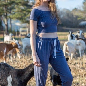Women's Hemp and Organic Cotton Jersey JoggersEco-friendly Hemp Clothing Blue or Black Blue