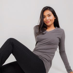 Hemp Cotton Shirt • Layering Top • Sustainable Clothing • Eco Friendly Hemp Blend Vneck • Athletic Wear Breathable Fabric Hiking Outdoor image 13