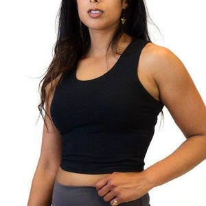 Hemp Yoga Crop Tank • Athletic Sports Bra Alternative•Workout Clothing Natural Fabric Top Design Minimalist Style •Eco Friendly Cotton Blend image 9