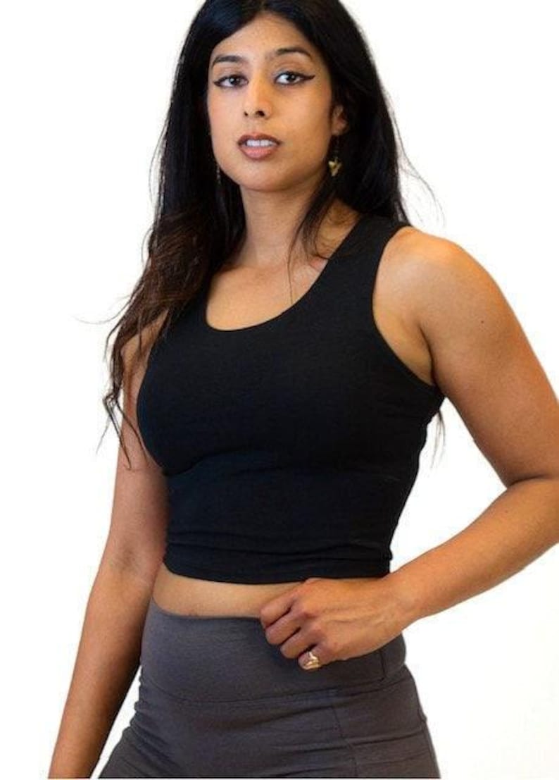 Hemp Yoga Crop Tank • Athletic Sports Bra Alternative•Workout Clothing Natural Fabric Top Design Minimalist Style •Eco Friendly Cotton Blend image 9