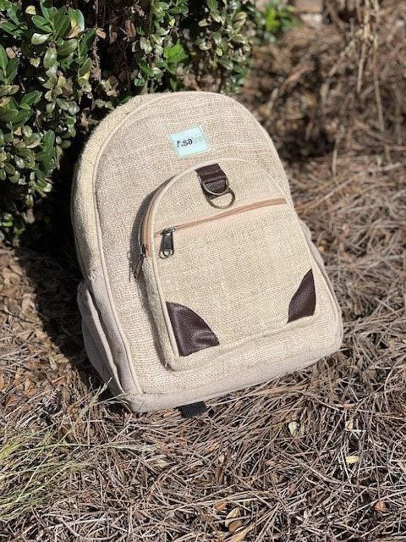 Himalayan Design Hemp Backpack Mini Rucksack Natural Fiber Construction Nepal Crafted Artisan Quality Sustainable Travel Daypack Eco Friendly Material Organic Fabric Small Size Everyday Carry Essential Adventure Companion Practical Compact