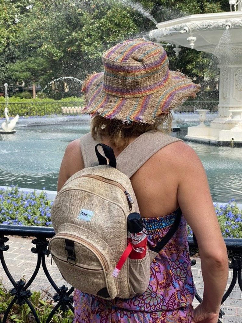 Hemp Mini Backpack Travel Daypack Hiking Bag Eco Friendly Organic Small Rucksack Nepal Himalayan Design Sustainable Accessory Everyday Carry image 7