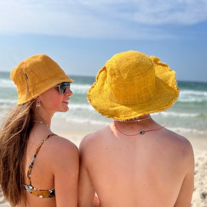 Hemp Bucket Hat Hemp Sun Hat  Yellow Unisex Beach Sun Hat Natural Hippie Hat Mens Summer Sun Hat Festival Bucket Hat Asatre Hemp Hat