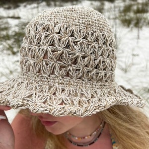 Hemp Hat, Organic Hemp Hat, Crochet Hemp Hat, Handmade Crochet Hat, Unisex Hat, Beach Hat, Natural Hat,Natural Dye Hemp Hat, Hemp Sun Hat Loose Weave