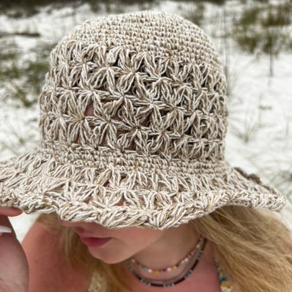 Hemp Hat, Organic Hemp Hat, Crochet Hemp Hat, Handmade Crochet Hat, Unisex Hat, Beach Hat, Natural Hat,Natural Dye Hemp Hat, Hemp Sun Hat