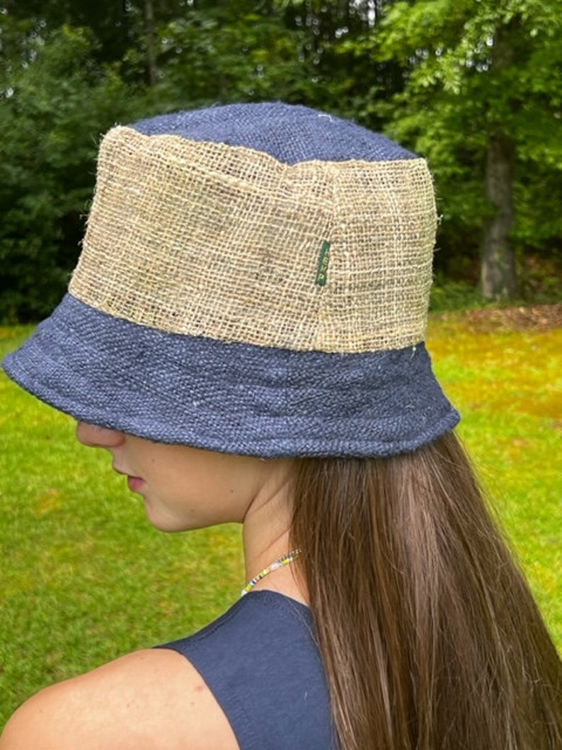 Hemp Bucket Hat, Beach Panama Sun Hat, Natural hippie Hat, Unisex, Handmade in Nepal, Eco-friendly Hat image 6