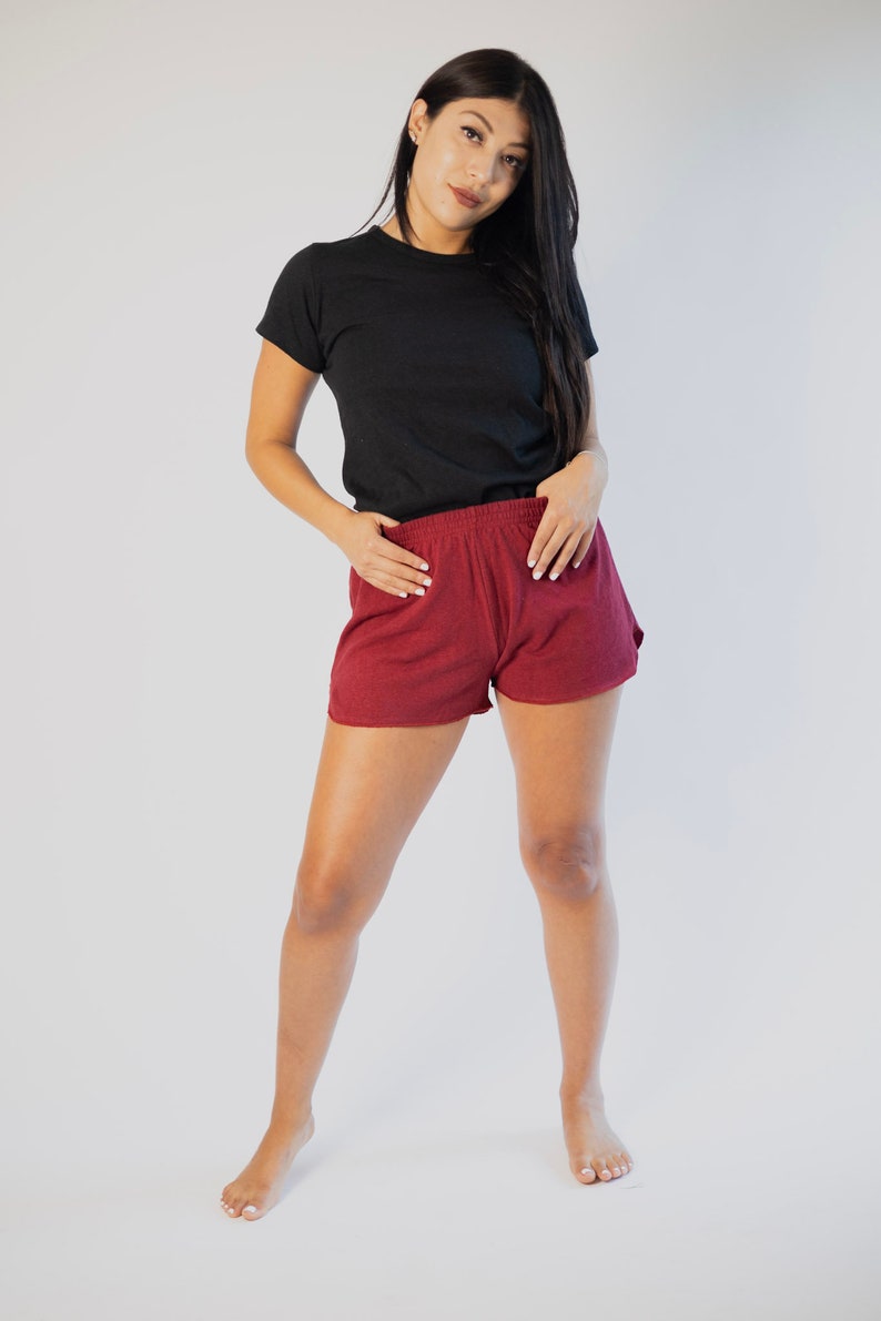 Hemp Jersey Running Shorts for WomenHemp and Organic Cotton Athletic Comfy Shorts, Asatre Hemp Clothing S-XXL Red