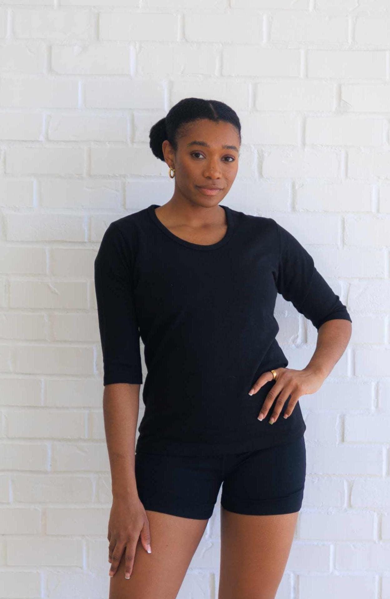 Hemp Cotton Shirt •scoop Neck Top Women Sleeve Tee Organic Fabric