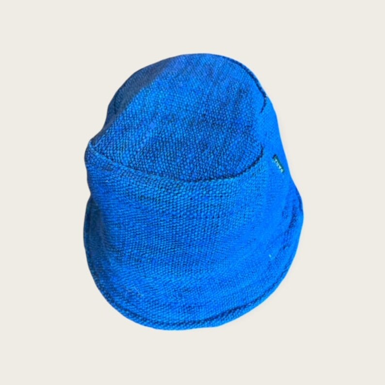 Hemp Bucket Hat, Beach Panama Sun Hat, Natural hippie Hat, Unisex, Solid Color Hemp Bucket Hats Bright Blue