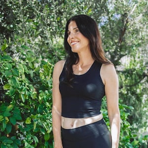 Hemp Yoga Crop Tank • Athletic Sports Bra Alternative•Workout Clothing Natural Fabric Top Design Minimalist Style •Eco Friendly Cotton Blend image 4