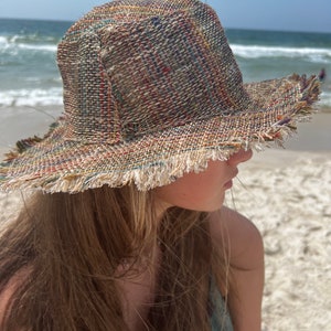 Hemp Sun Hat, Unisex Beach Sun Hat, The Ansley Sunhat, Asatre Natural Hippie Hat, Unisex, Handmade in Nepal, Eco-friendly Hat Ansley