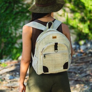 Hemp Mini Backpack Travel Daypack Hiking Bag Eco Friendly Organic Small Rucksack Nepal Himalayan Design Sustainable Accessory Everyday Carry image 10