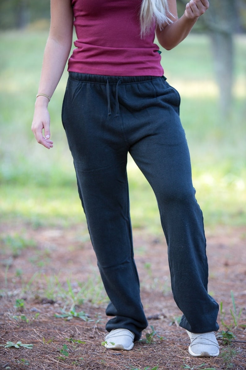 Hemp Sweatpants for Women • Fleece Sweatpants • Organic Cotton Lounge Pants • Eco-Friendly Sustainable Pants, Asatre Black