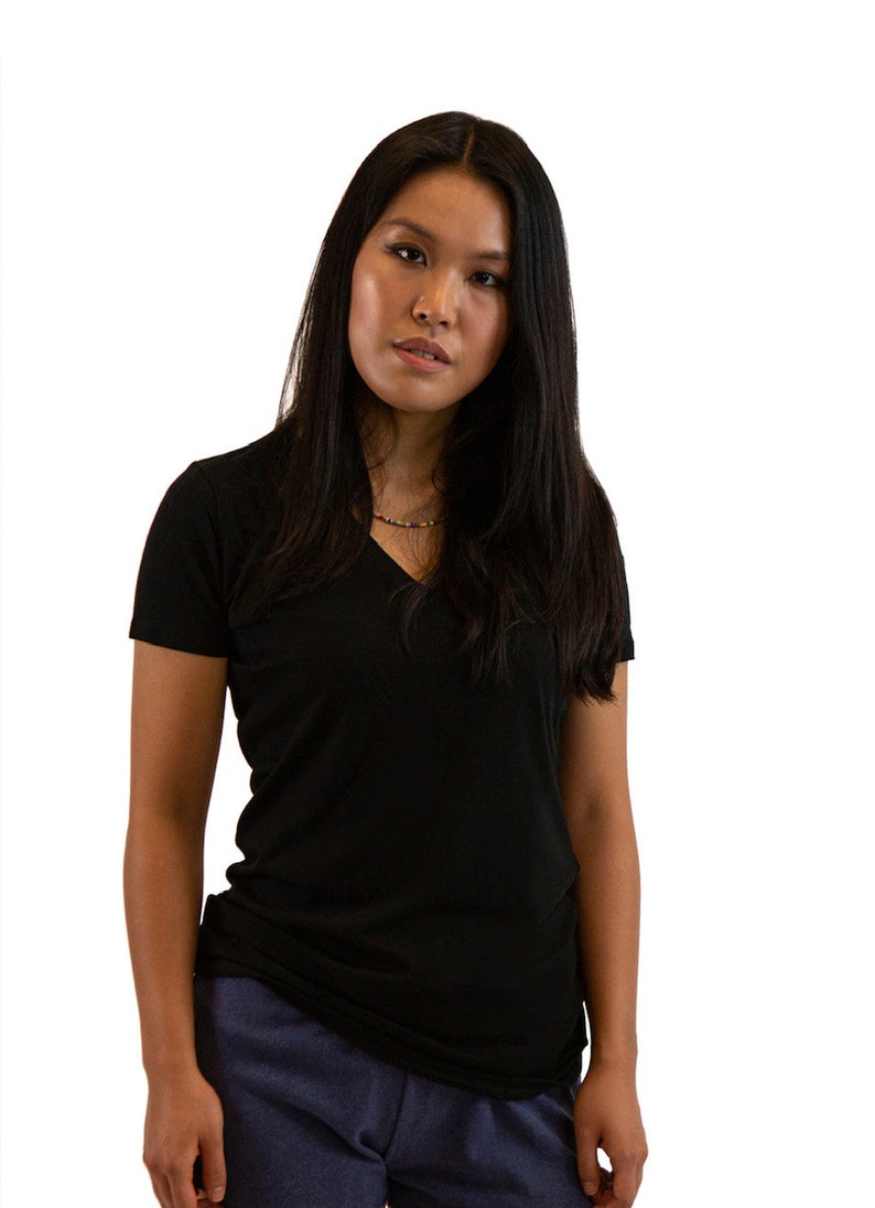 Hemp and Organic Cotton V-neck T-shirt XS to XXL Sizes, Viscose Hemp, image 2