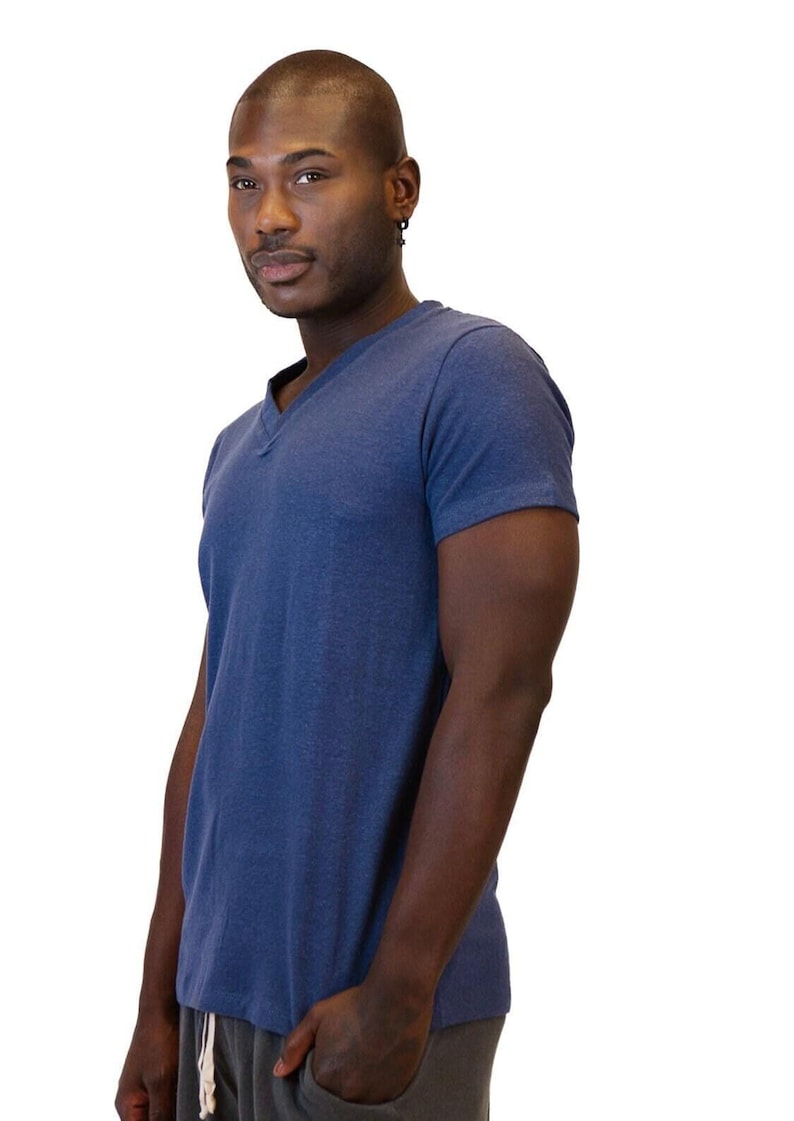Hemp Vneck Shirt • Slim Fit Design Urban Style Tee • Organic Cotton Outdoor Everyday Casual Wear Eco Friendly Natural Fiber Top Men Clothing image 8