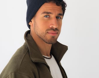 Hemp Beanie Hat • Winter Toque Men Style Skull Cap • Headwear Eco Friendly Sustainable Accessory • Cold Weather Warm Organic Fleece Toboggan
