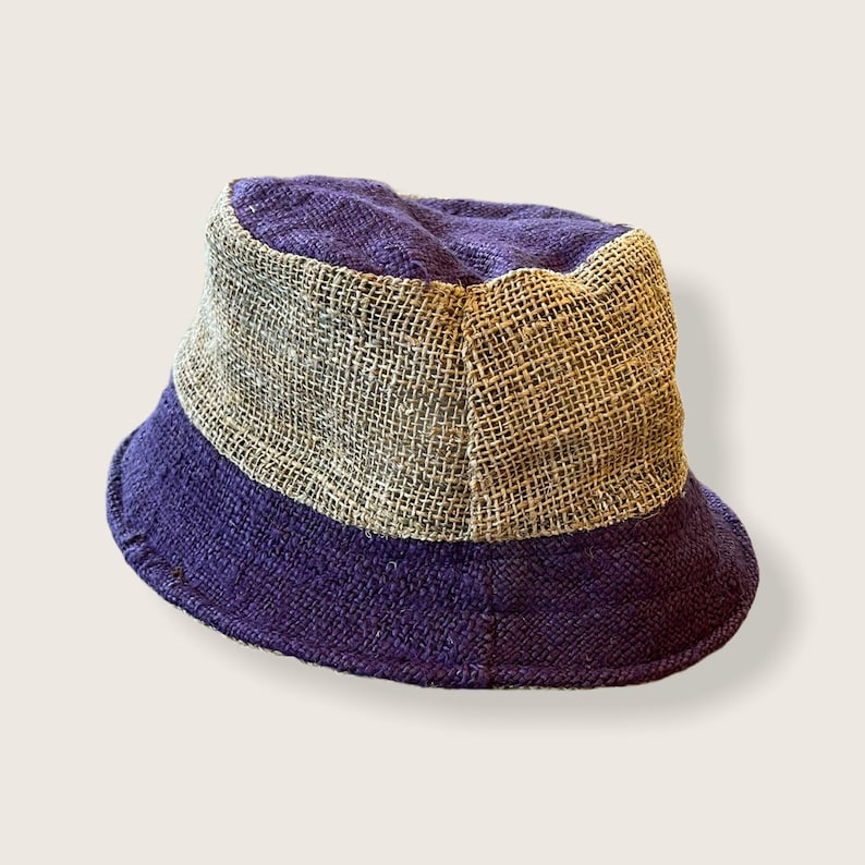 Hemp Bucket Hat Sun Protection Outdoor Wear Hippie Boho Style Festival Fashion Summer Accessory Travel Friendly Beach Cap Lightweight Design Purple