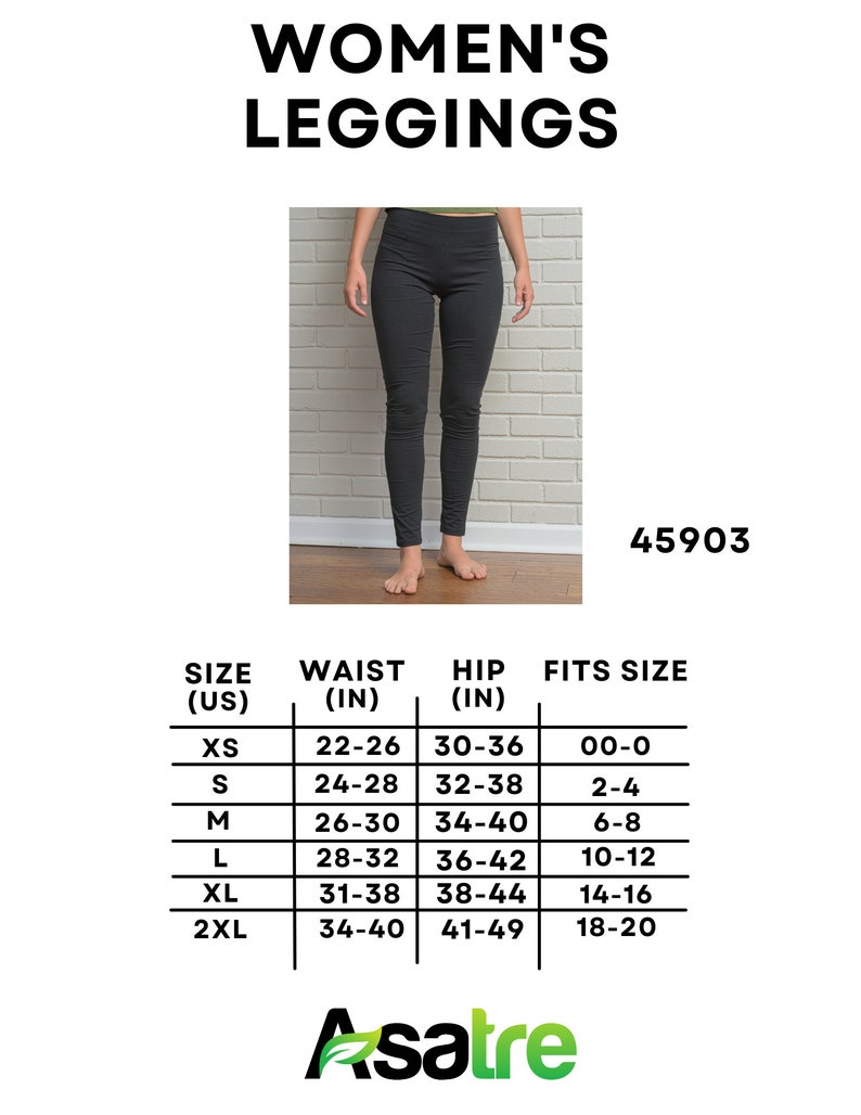 Hemp Leggings Black, Navy, White, Gray, Brown XS-XXL Regular, Asatre Women's Hemp Casual Clothing image 4