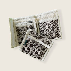 Mens Wallet, Hemp Wallet Floral Geometic Design Himalayan Handmade Hemp Bi-fold Wallet, Men&#39;s Gift - Flower Wallet