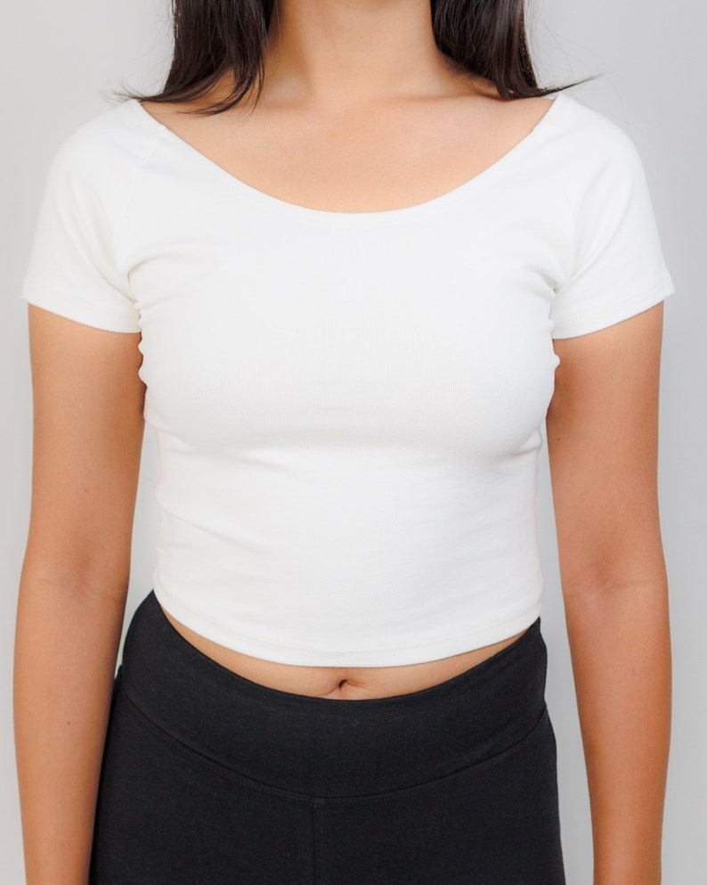 Hemp Yoga Crop Top, Asatre Casual Hemp Crop Top, Eco-friendly Athletic Hemp Clothing White