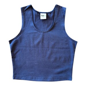 Hemp Yoga Crop Tank • Athletic Sports Bra Alternative•Workout Clothing Natural Fabric Top Design Minimalist Style •Eco Friendly Cotton Blend Blue