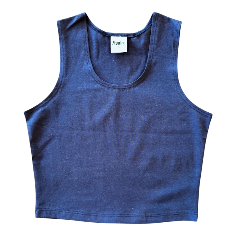 Hemp Yoga Crop Tank • Athletic Sports Bra Alternative•Workout Clothing Natural Fabric Top Design Minimalist Style •Eco Friendly Cotton Blend Blue