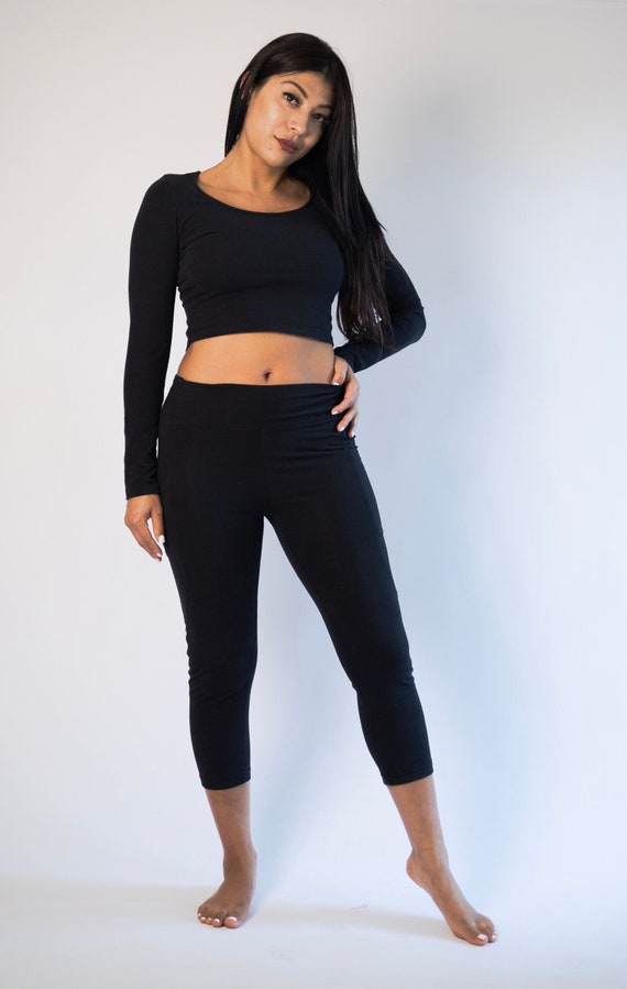 Black cropped leggings best sale