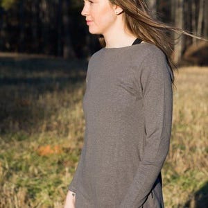 Hemp Womens Shirt •Organic Cotton Top Boho Clothing Style Sustainable Women Love Relaxed Fit• Eco Friendly Garment Natural Fabric Breathable Gray