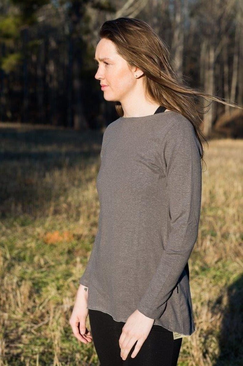 Hemp Womens Shirt •Organic Cotton Top Boho Clothing Style Sustainable Women Love Relaxed Fit• Eco Friendly Garment Natural Fabric Breathable Gray