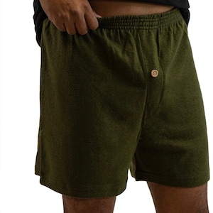 Hemp Boxer Shorts, Eco-friendly Hemp and Organic Cotton Underwear, Men's Boxers by Asatre, Various Colors and Sizes Olive