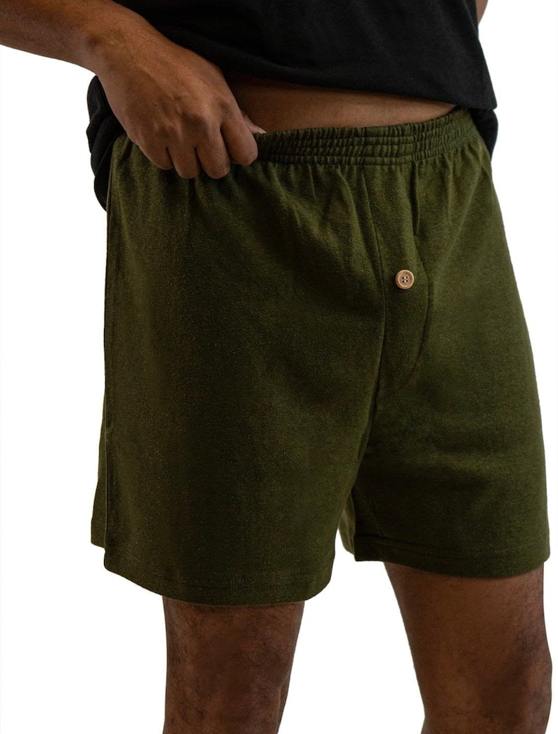 Hemp Boxer Shorts, Eco-friendly Hemp and Organic Cotton Underwear, Men's Boxers by Asatre, Various Colors and Sizes Olive