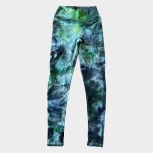 Hemp Leggings With Pockets Tie Dye, Hemp Athleisure, Yoga Tie Dye Pocket leggings Asatre Woman's Hemp Clothing image 5