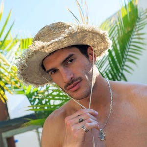 Hemp Safari Hat with String Adjustable Chin Strap • Unisex Eco-Friendly Sun Hat for Men & Women • Handmade Travel Hat • Festival Adventure image 2