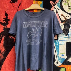 Vintage 70s Led Zeppelin English Heavy Metal Rock 1977 American Tour T Shirt / Psychedelic Rock / Art Rock / Vintage Band T Shirt Size L