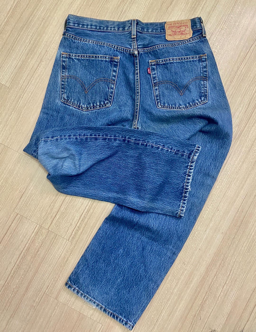 Vintage 90s Levi's 501 Blue Jeans Nice Faded Character Straight
