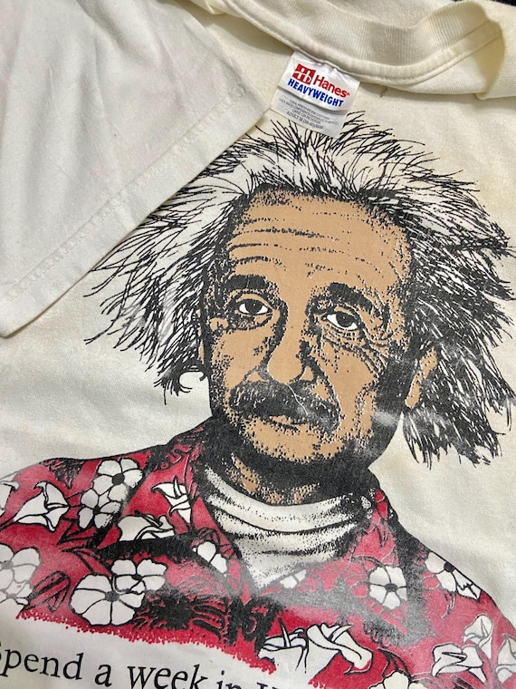 Vintage 90s Albert Einstein Legendary Scientist Hawaiian Portrait