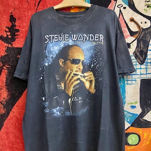 Vintage 00s Stevie Wonder American Pop R&B Jazz Music Tour Promo T Shirt / Vintage Jazz Soul Music Art T Shirt Size XL