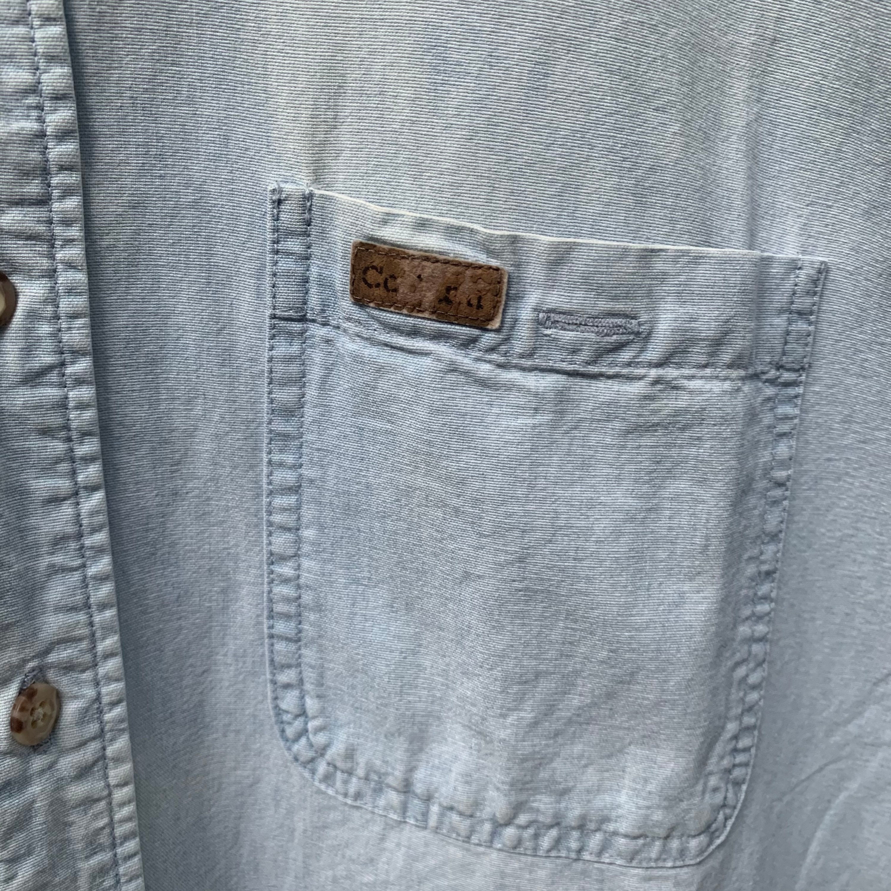 Vtg Carhartt Blue Denim Short Sleeve Button Front Mens 2XL | Etsy
