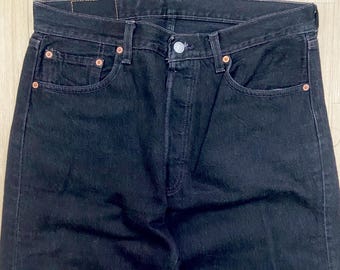 Vintage Levi's 501 Super Black Jeans Nicely Worn Character Straight Cut American Style Denim W34 / Vintage Levis Jeans
