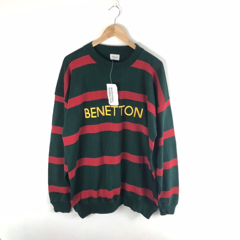 Deadstock* Vintage Benetton Stripes Sweatshirt United Colors Of Benetton Sz M
