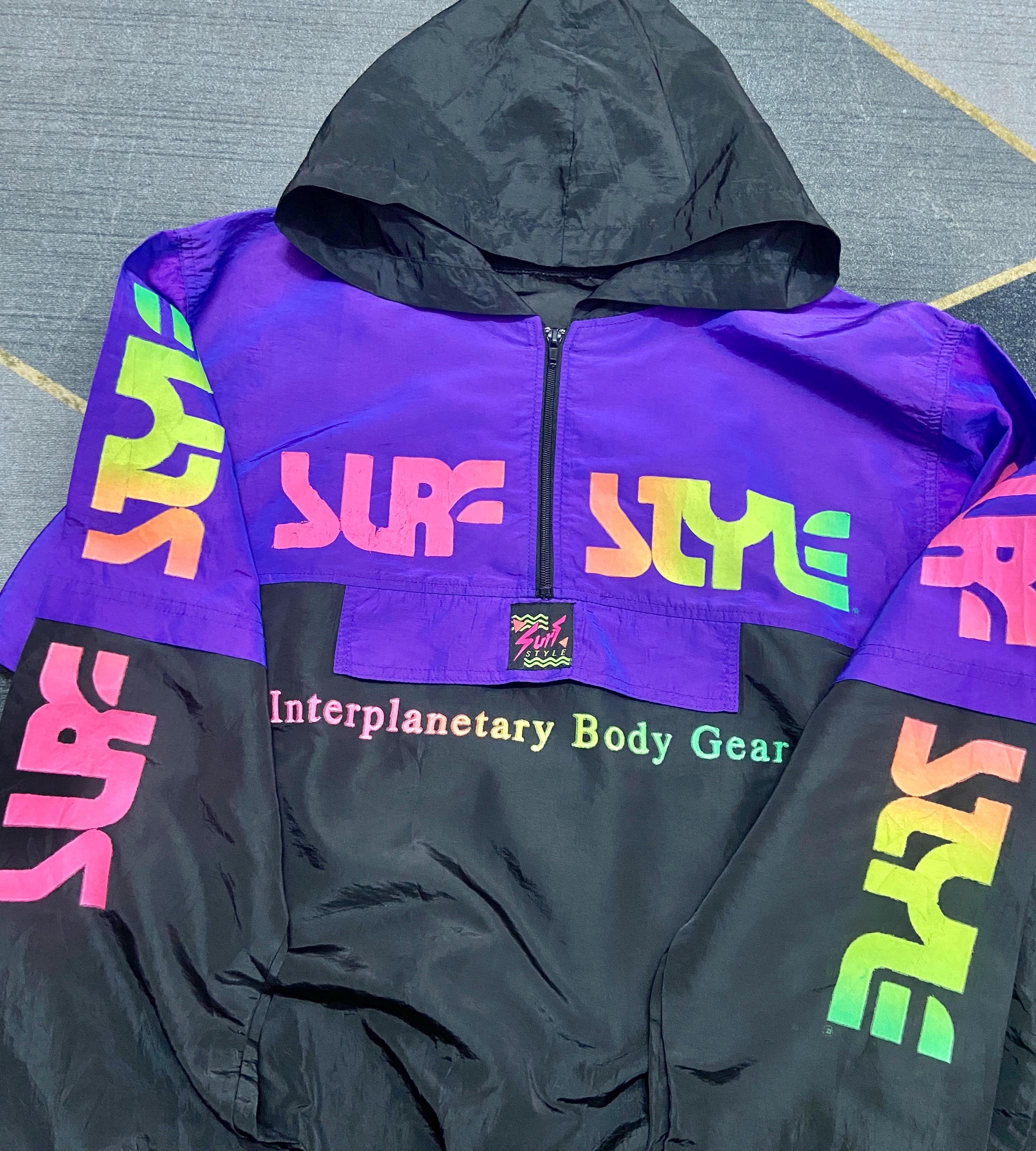 Vintage 90s Surf Style Neon Colour Anorak Half Zip Pull Over 
