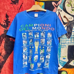 Vintage 00s Italy 2006 Football Champion Worldcup Memorial T Shirt / Vintage Football Fashion Jersey Size M