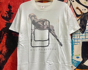 American Artist!!! Vintage 90s Art WILLIAM WEGMAN DOG T-shirt
