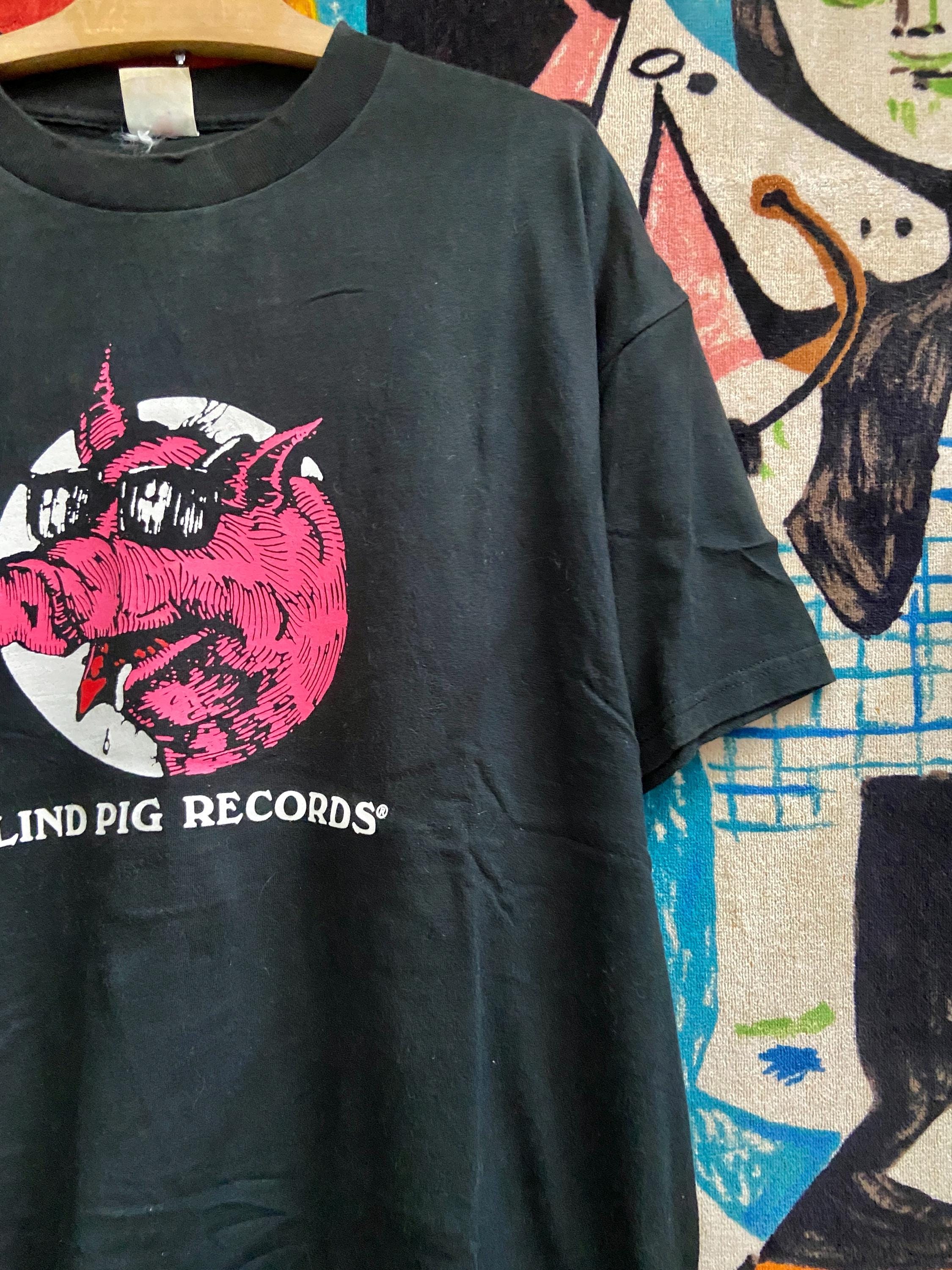 Vintage 90s Blind Pig Records American Blues Soul Music Label T