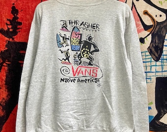 Camiseta vintage Vans Classic Skateboard "Native" Thrasher de los 80 / Patines antiguos / Camiseta vintage de calle L