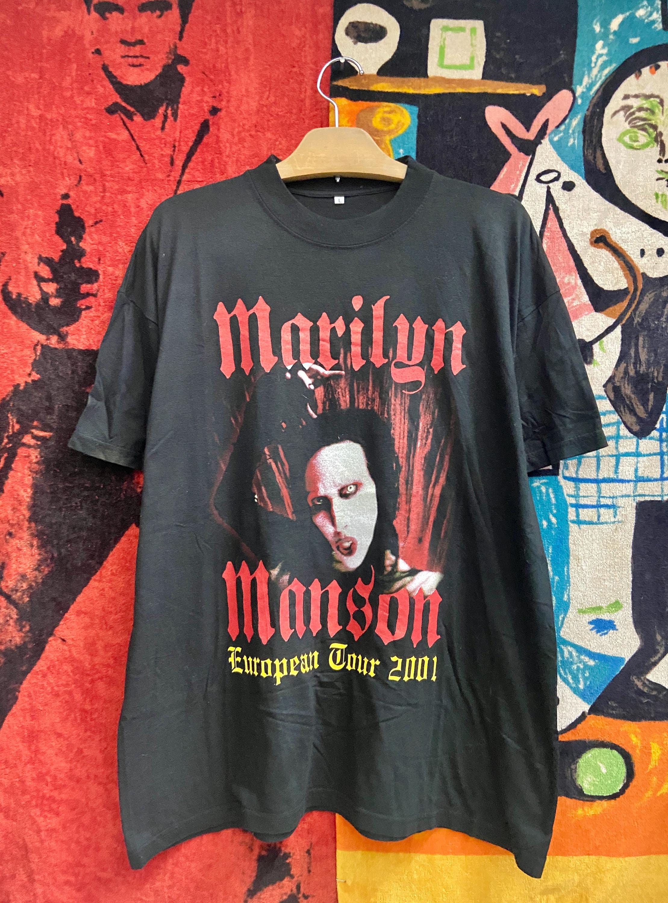 Vintage 00s Marilyn Manson Industrial Metal Rock 2001 Europe Tour