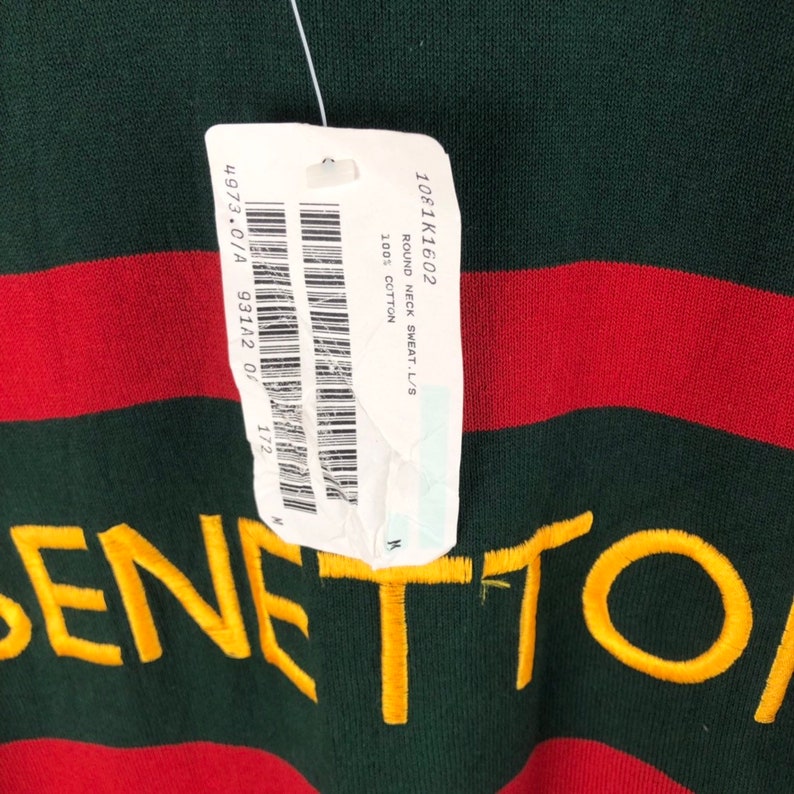 Deadstock* Vintage Benetton Stripes Sweatshirt United Colors Of Benetton Sz M