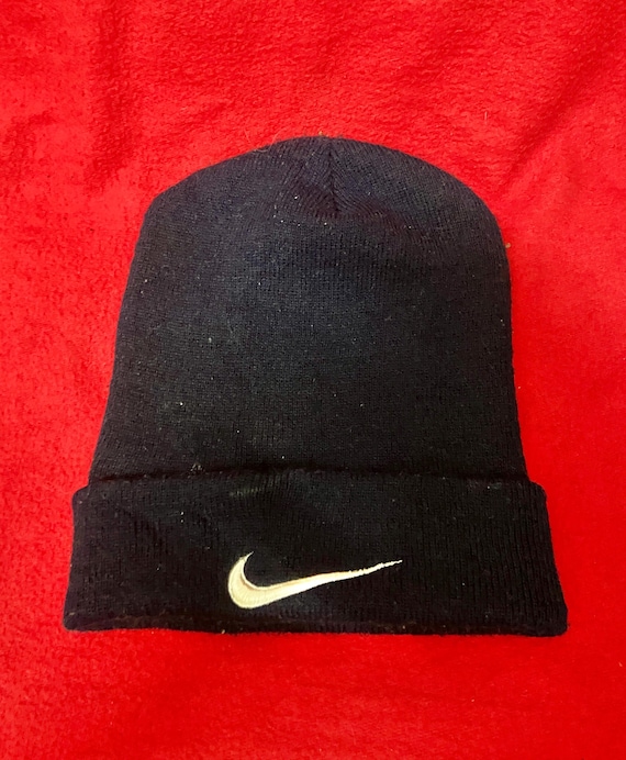 Vintage 90s Nike Swoosh Embroidery Logo Beanie Hat / Hip Hop Style